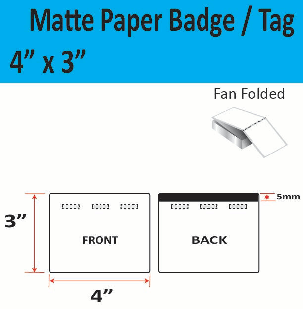 4" x 3" Matte Paper Inkjet Tag - 2000 per stack - 4000 per carton - 3 Holes - 1 Timing Mark.